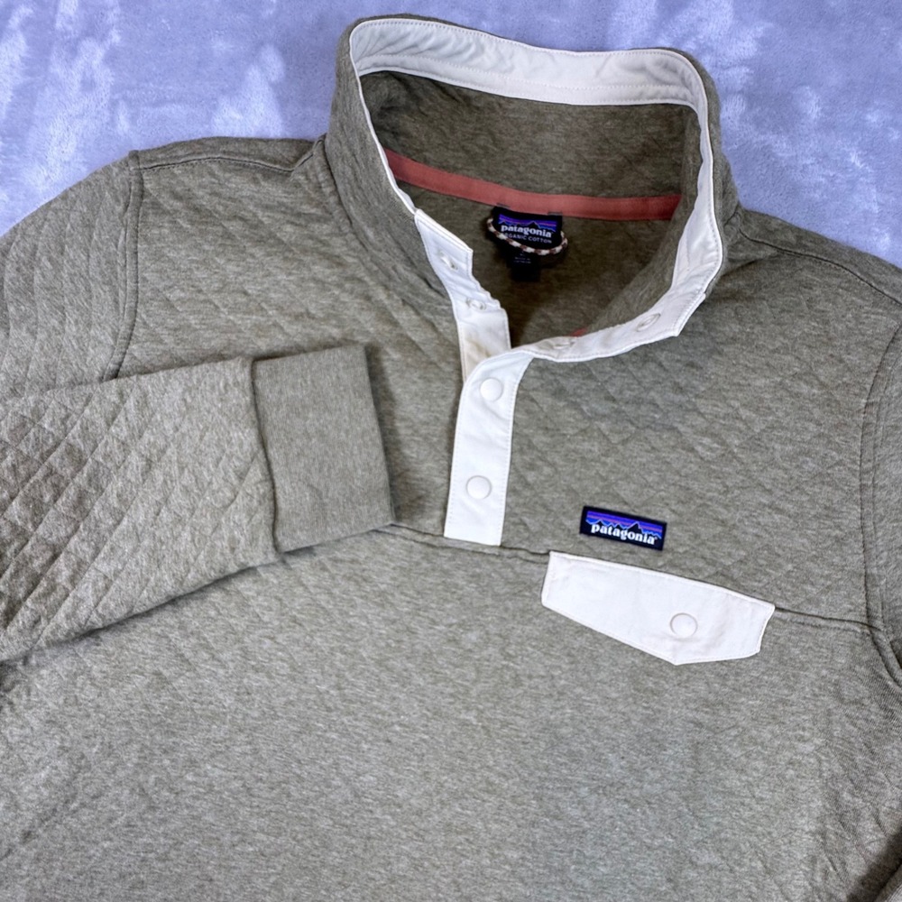 Patagonia Mens Cotton Quilt Snap-T Pullover Olive Green 25371 Large